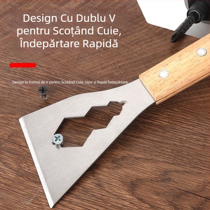 Lopata din oțel inoxidabil, lamă de curățare, lopata de ciment, răzuitor, instrument de decor pentru piele de perete, mâner din lemn rezistent, lopata mică