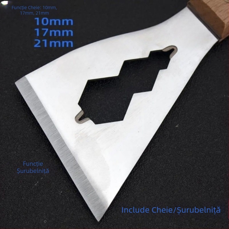 Lopata din oțel inoxidabil, lamă de curățare, lopata de ciment, răzuitor, instrument de decor pentru piele de perete, mâner din lemn rezistent, lopata mică