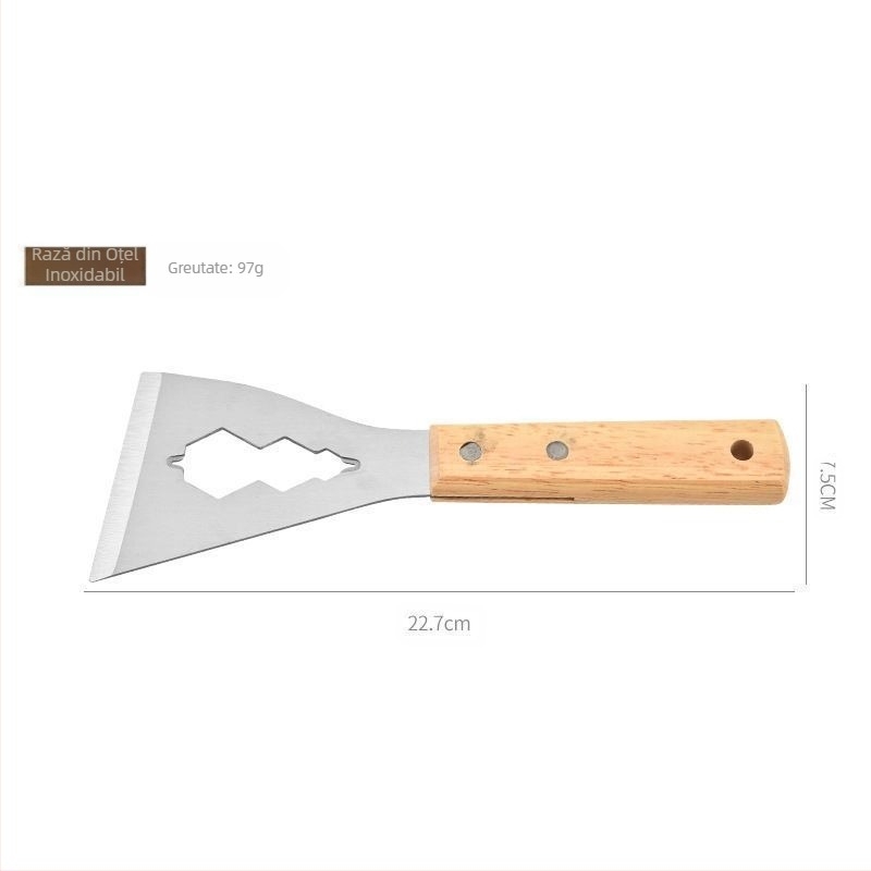 Lopata din oțel inoxidabil, lamă de curățare, lopata de ciment, răzuitor, instrument de decor pentru piele de perete, mâner din lemn rezistent, lopata mică
