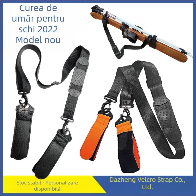 Curea de schi din piele nouă, portabilă, dublă, pentru snowboard, curea fixă, curea de sanie, reglabilă, curea de umăr pentru snowboard