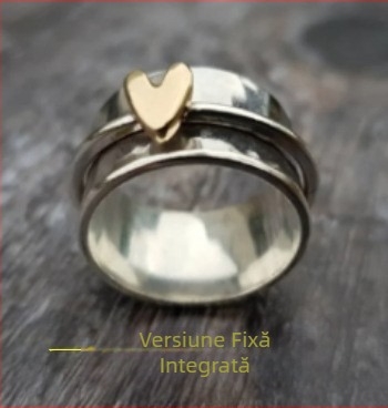 Inel rotativ în formă de inimă din argint, cu față largă și rezistent, transfrontalier, la modă, european și american, rezistent, bijuterii personalizate de înaltă calitate, la modă