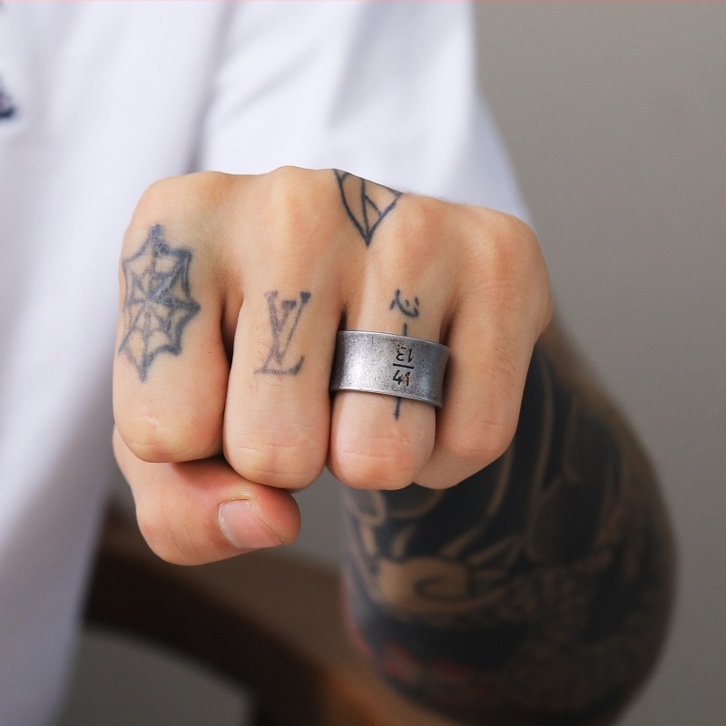 Inel Quan Zhilong gd în același stil 1314 digital pentru cuplu romantic, inel de coadă pentru bărbați și femei, brand de modă pe viață, din oțel titan