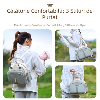Geantă multifuncțională pentru mămici 2025, rucsac nou de mare capacitate, poate fi purtat cross-body, geantă pentru bebeluși, geantă pentru mamă și bebeluș