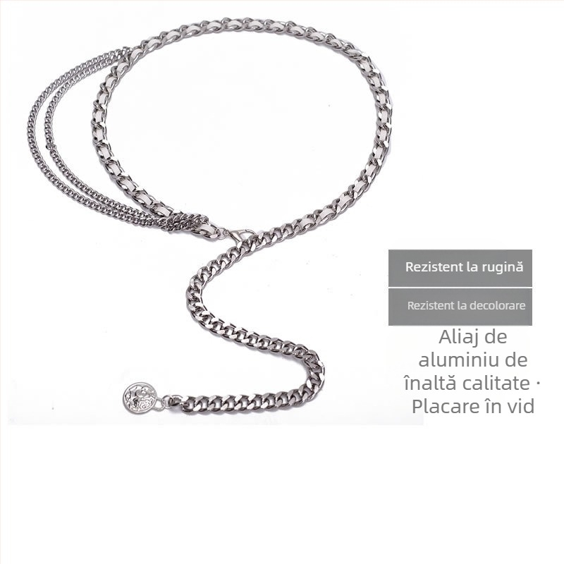 Accesoriu de lanț pentru talie cu aspect de înaltă calitate, model nou pentru femei 2025, curea decorativă pentru asortare cu rochii, costume, pulovere, lanț pentru pantaloni cu mai multe straturi
