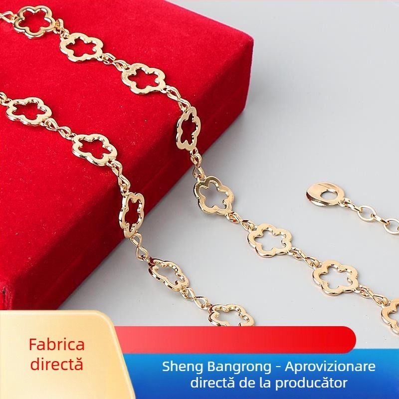 Fustă cu lanț de talie direct din fabrică, cu flori, accesorii versatile pentru sora grasă, curea subțire din metal la modă, decorațiune plus mărime