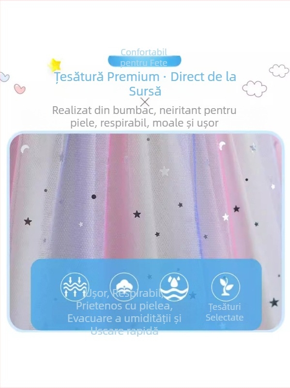 Rochie de fete 2025, primăvară și toamnă, cu mânecă lungă, unicorn, ziua de naștere, îmbrăcăminte pentru copii, rochie curcubeu cu paiete, rochie de prințesă cu plasă