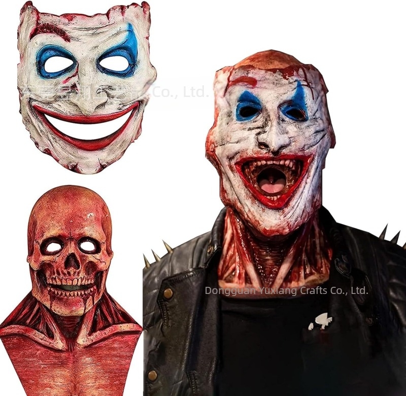 Mască de clovn ruptă cu craniu, fantomă, cavaler Jack, Halloween, gură de groază, accesoriu de pălărie mobil, vânzări directe din fabrică