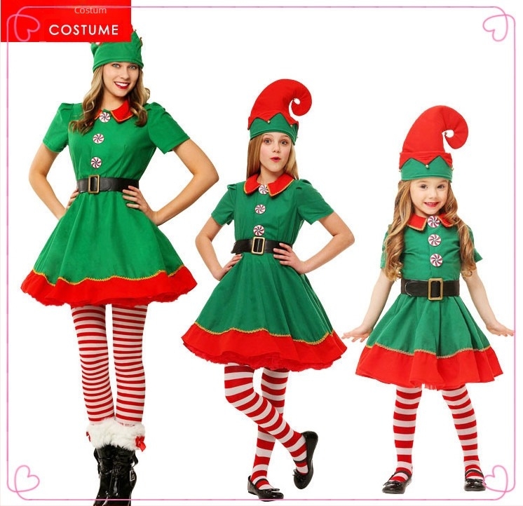 Costum de Crăciun pentru copii, costum de elf de Crăciun pentru bărbați și femei, costum de Halloween pentru părinți și copii, cosplay, bal de Crăciun, noaptea de Crăciun