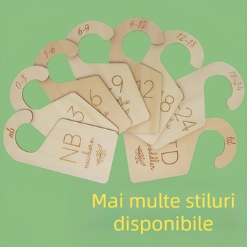 Separator de haine din lemn cu două fețe, pentru bebeluși, pentru lună, cu mâner de ușă, pentru haine, pentru dulap, depozitare, clasificare, decorativ, din lemn, agățat, semn