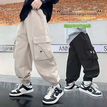 Pantaloni de trening pentru băieți, stil japonez, la modă, de brand, pantaloni cu picior largi, asortați, toamna, stil Hong Kong, îmbrăcăminte de lucru, pantaloni de trening, pantaloni casual cu nas