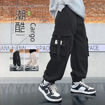 Pantaloni de trening pentru băieți, stil japonez, la modă, de brand, pantaloni cu picior largi, asortați, toamna, stil Hong Kong, îmbrăcăminte de lucru, pantaloni de trening, pantaloni casual cu nas
