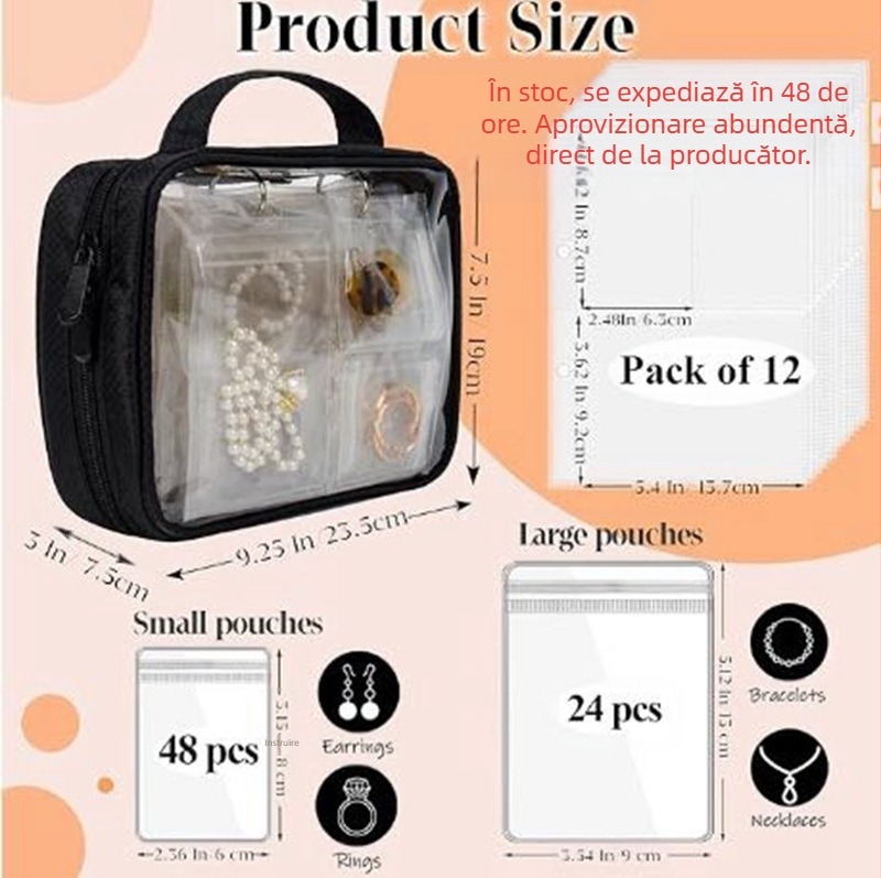 Transparent îngroșat fermoar bijuterii depozitare carte cercei cercei colier capacitate mare portabilă bijuterii depozitare cutie sigilată sac