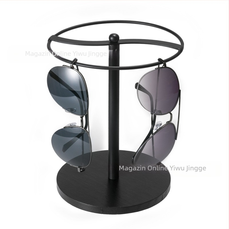 Cutie de depozitare pentru ochelari de soare transfrontalieră, ramă pentru ochelari, ramă metalică, bază de pin, raft de afișare negru-auriu