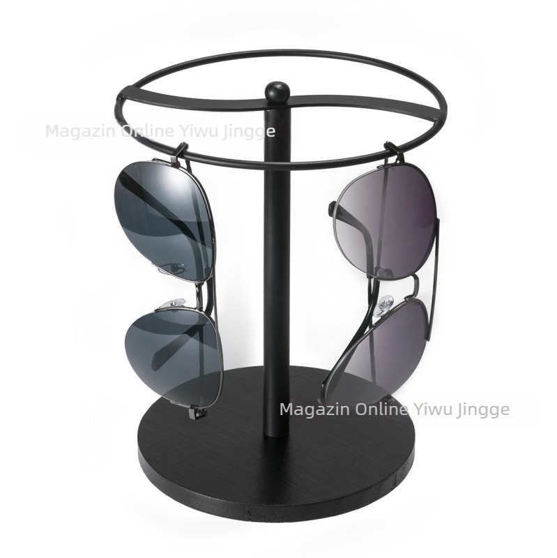 Cutie de depozitare pentru ochelari de soare transfrontalieră, ramă pentru ochelari, ramă metalică, bază de pin, raft de afișare negru-auriu