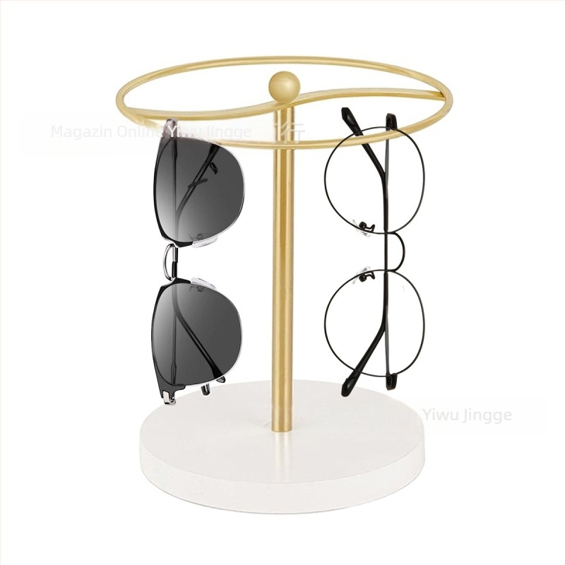 Cutie de depozitare pentru ochelari de soare transfrontalieră, ramă pentru ochelari, ramă metalică, bază de pin, raft de afișare negru-auriu