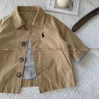 Jachetă Windbreaker pentru copii, culoare pură, primăvară și toamnă 2024, stil nou, lungime medie, Windbreaker, jachetă pentru bebeluși, la modă, pentru băieți și fete