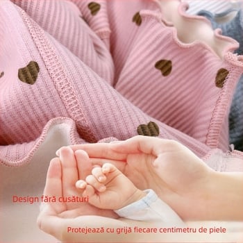 Tricou de bază din bumbac pur pentru fete, tricou de bază cu mânecă lungă pentru copii, tricou de bază pentru bebeluși de primăvară și toamnă, lenjerie intimă pentru fete de clasa A