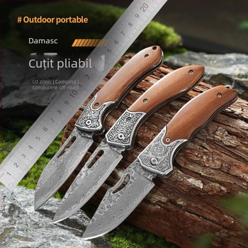Cuțit pliabil în aer liber, cu 67 de straturi, Damasc, cuțit pliabil portabil multifuncțional, cuțit de uz casnic pentru fructe, cuțit de curățat Amazon