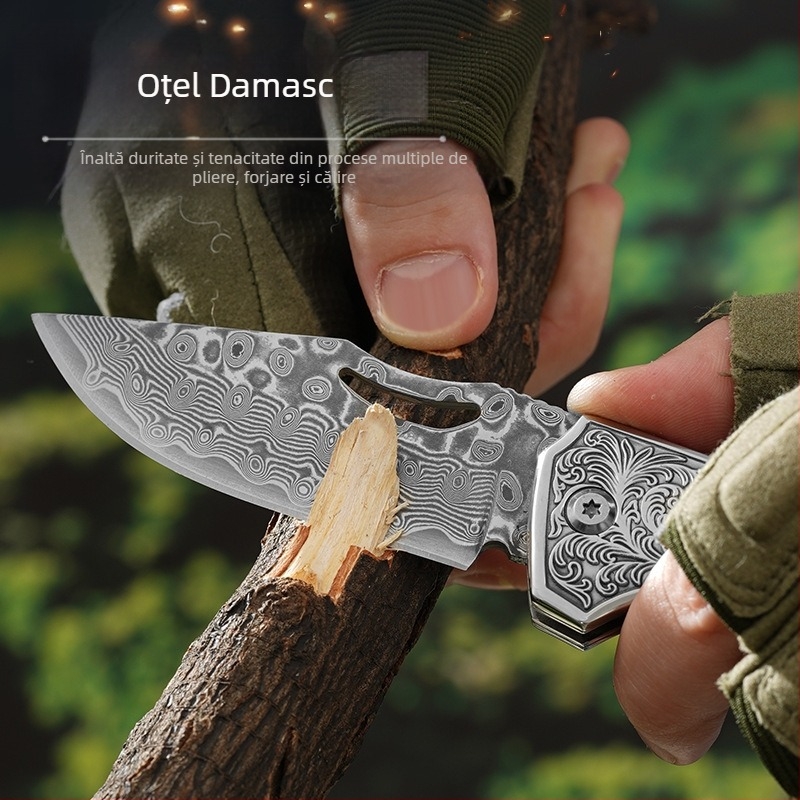 Cuțit pliabil în aer liber, cu 67 de straturi, Damasc, cuțit pliabil portabil multifuncțional, cuțit de uz casnic pentru fructe, cuțit de curățat Amazon