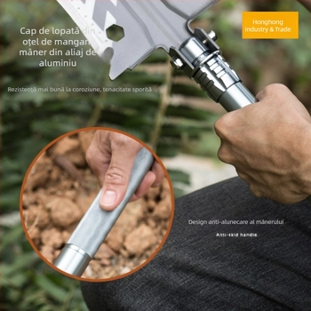 Lopată multifuncțională pentru camping, deschizător, lopată pentru pescuit în aer liber, lopată pentru mașină, din oțel mangan, instrument de întărire pliabilă, lopată