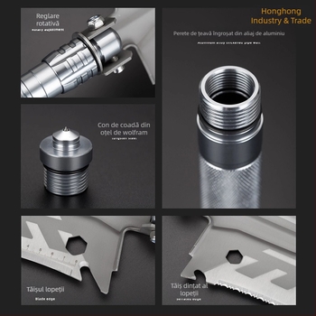 Lopată multifuncțională pentru camping, deschizător, lopată pentru pescuit în aer liber, lopată pentru mașină, din oțel mangan, instrument de întărire pliabilă, lopată