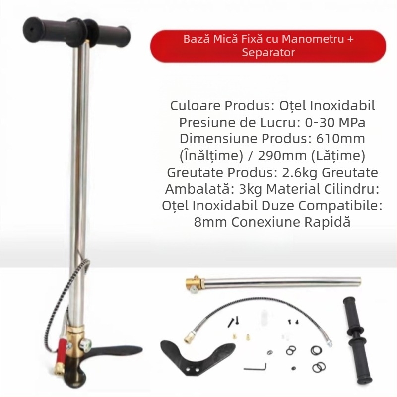 Pompă de înaltă presiune din oțel inoxidabil direct din fabrică, 30MPA, pompă de aer manuală răcită cu apă, 40MPA