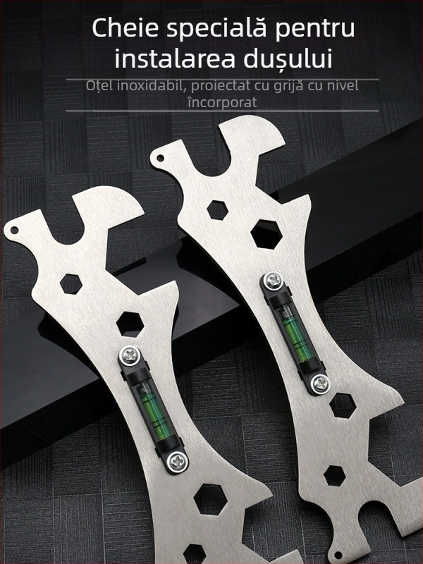 Cheie multifuncțională pentru baie, artefact pentru instalare duș, valvă de amestecare, nivel de duș, unelte speciale pentru instalatori