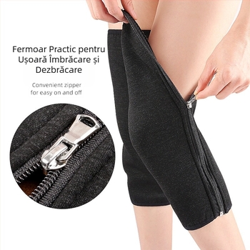 Toamna și iarna, căptușită cu fleece, încercuită cu cerc complet, imitație de oaie, catifea, dublu îngroșată, genunchiere calde, genunchiere cu fermoar