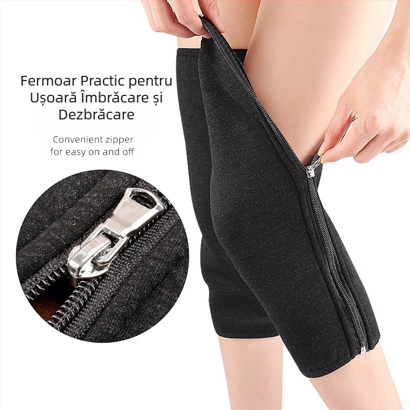 Toamna și iarna, căptușită cu fleece, încercuită cu cerc complet, imitație de oaie, catifea, dublu îngroșată, genunchiere calde, genunchiere cu fermoar