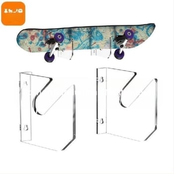 1 pereche de suporturi de afișare acrilice pentru skateboard-uri, montate pe perete, suport orizontal pentru depozitare pe perete, suport pentru longboard și punte