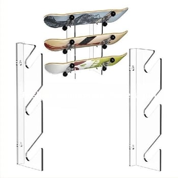 1 pereche de suporturi de afișare acrilice pentru skateboard-uri, montate pe perete, suport orizontal pentru depozitare pe perete, suport pentru longboard și punte