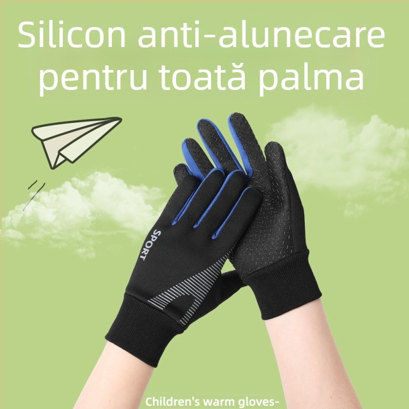 Mănuși pentru copii, mănuși de ciclism rezistente la vânt, schi, zăpadă, impermeabile, căptușite cu fleece, antiderapante, de iarnă, pentru băieți, calde, pentru ciclism