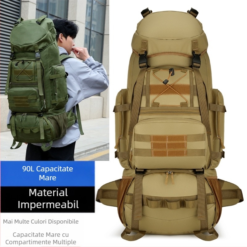 Geantă de drumeții în aer liber, geantă de alpinism pentru bărbați, 90L, capacitate mare, ușoară, rucsac pentru femei, geantă de drumeții, geantă de călătorie impermeabilă