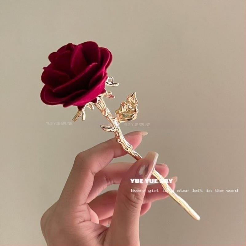 Kill Rose Temperament clasic Stil chinezesc Flocking Floral Metal Hairpin Retro Cheongsam Hairpin Headwear