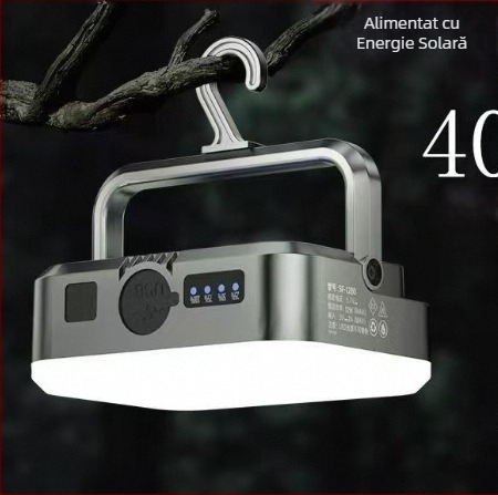Lumină magnetică LED pentru cort, cu cârlig, pentru exterior, cu încărcare rapidă, cu alimentare de la rețea, tip Power Bank, pentru camping, în stil camping