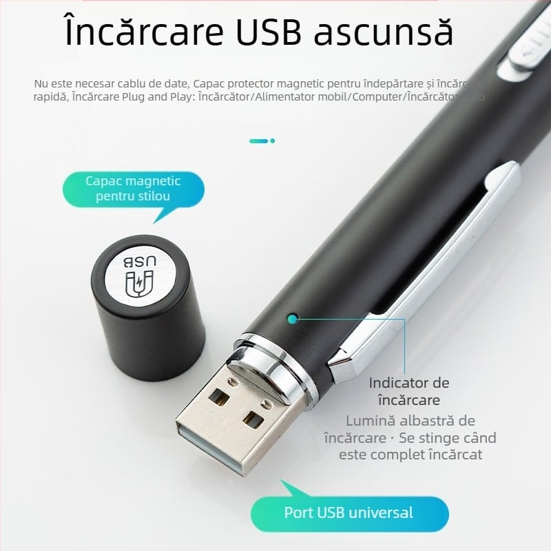 Reîncărcabilă cu sursă dublă de lumină pentru elev, stilou, lumină galbenă, lumină albă, lampă de inspecție orală medicală din oțel inoxidabil, stilou de inspecție dimineața, lampă lanternă