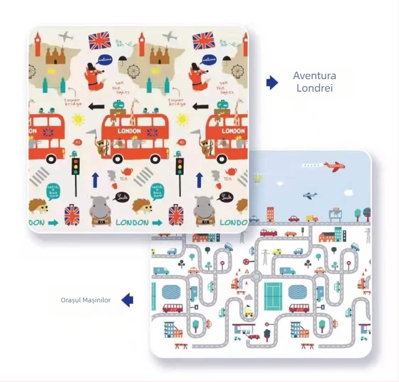 Saltea de târâre pentru bebeluși, saltea din spumă îngroșată, material sigur, fără miros, rezistentă la ulei, anti-murdărire, ușor de curățat, pliabilă și depozitat