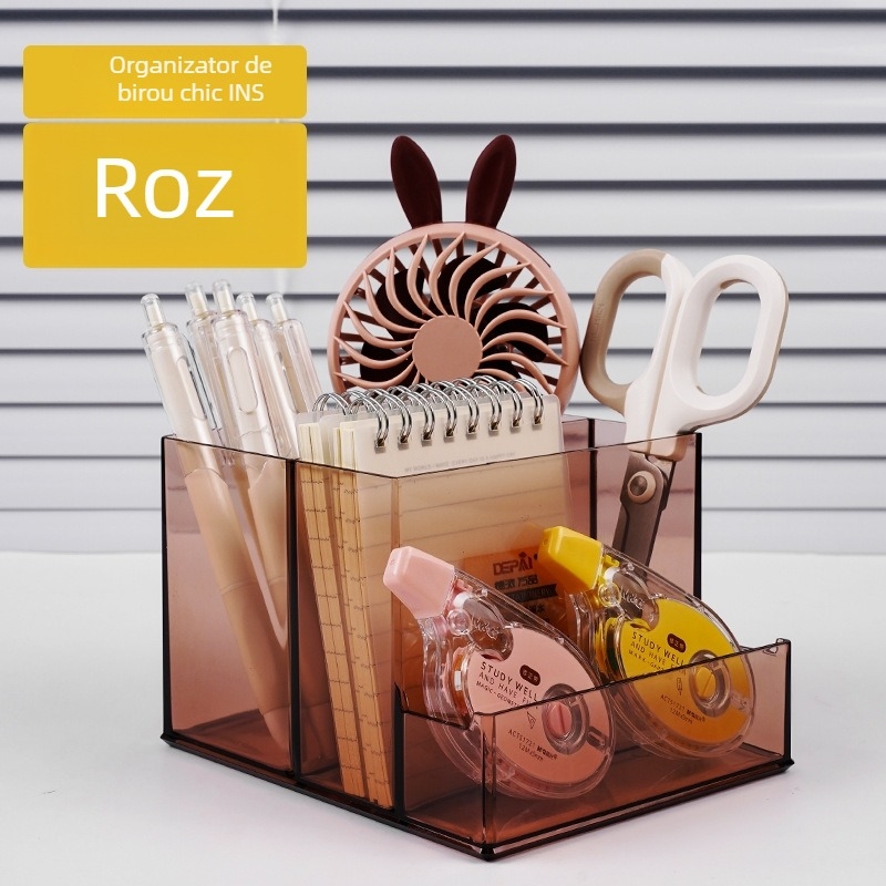 Suport pentru stilouri multifuncțional acrilic pentru birou, capacitate mare, pentru birou, pentru studenți, pentru telefon mobil, depozitare creativă, papetărie