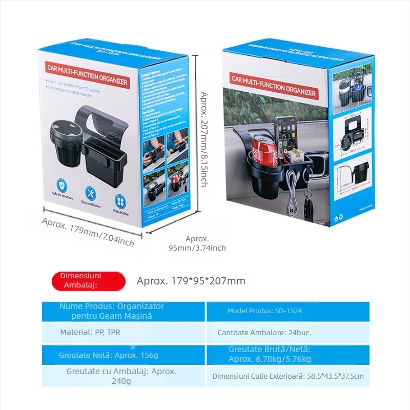 Mașină multifuncțională telefon mobil depozitare cutie cheie auto depozitare mașina fereastră ușă resturi apă pahar suport auto fereastra depozitare rack