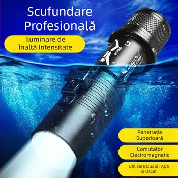 Lanternă de scufundări cu încărcare subacvatică, comutator magnetic profesional, iluminare puternică, impermeabilă, lumini exterioare speciale super luminoase