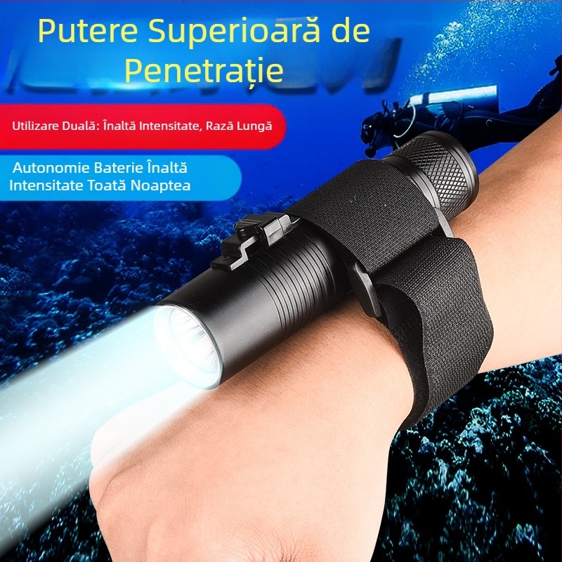 Lanternă de scufundări cu încărcare subacvatică, comutator magnetic profesional, iluminare puternică, impermeabilă, lumini exterioare speciale super luminoase