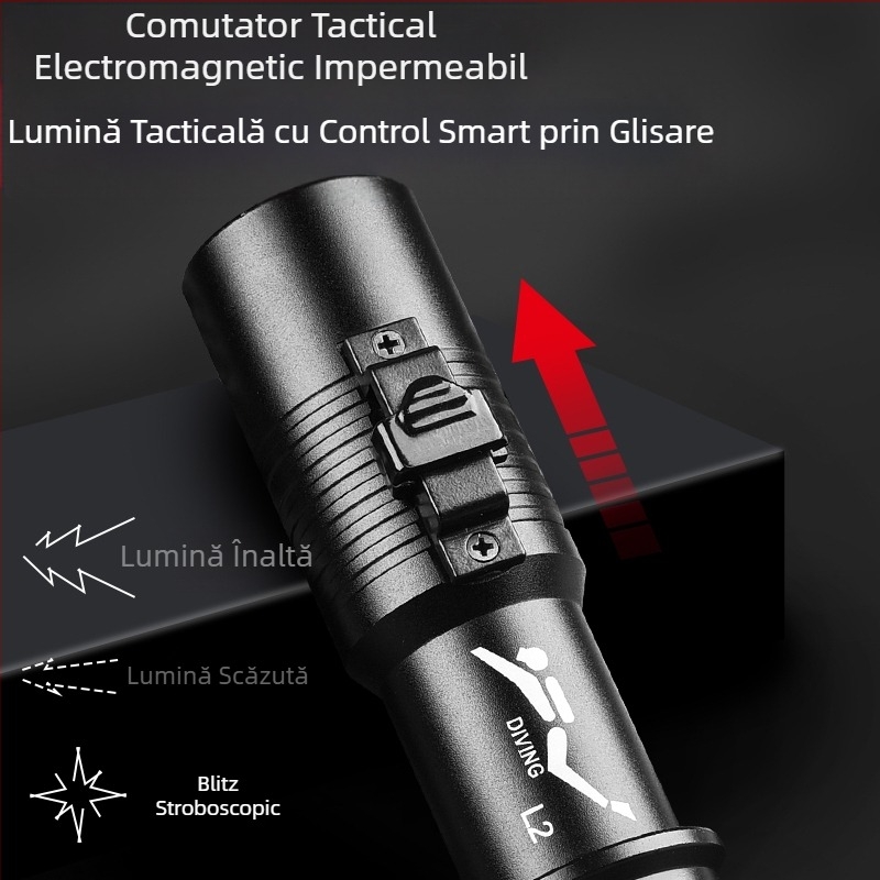 Lanternă de scufundări cu încărcare subacvatică, comutator magnetic profesional, iluminare puternică, impermeabilă, lumini exterioare speciale super luminoase