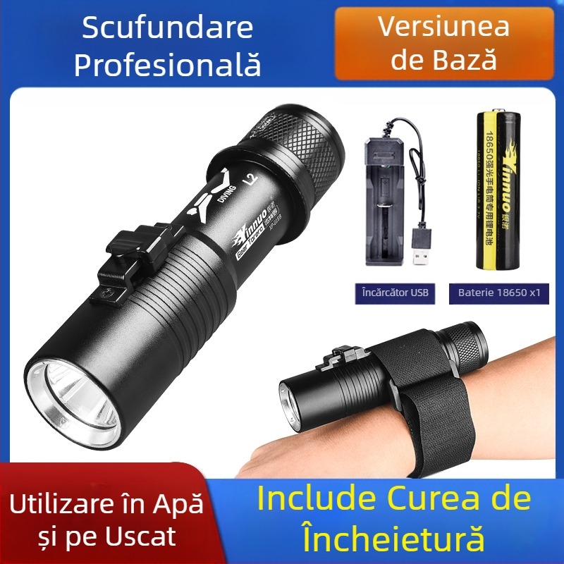 Lanternă de scufundări cu încărcare subacvatică, comutator magnetic profesional, iluminare puternică, impermeabilă, lumini exterioare speciale super luminoase