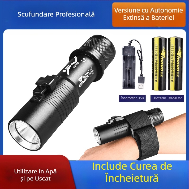 Lanternă de scufundări cu încărcare subacvatică, comutator magnetic profesional, iluminare puternică, impermeabilă, lumini exterioare speciale super luminoase