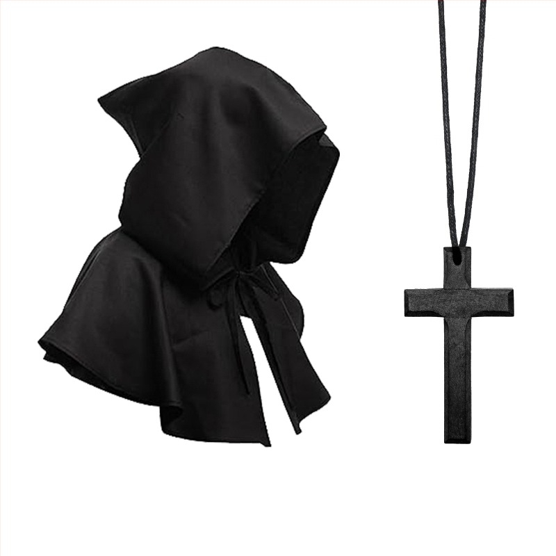 Costum de Halloween pentru călugărițe, hijab, îmbrăcat, bavetă cu cruce pentru misionarii, pentru COSPLAY