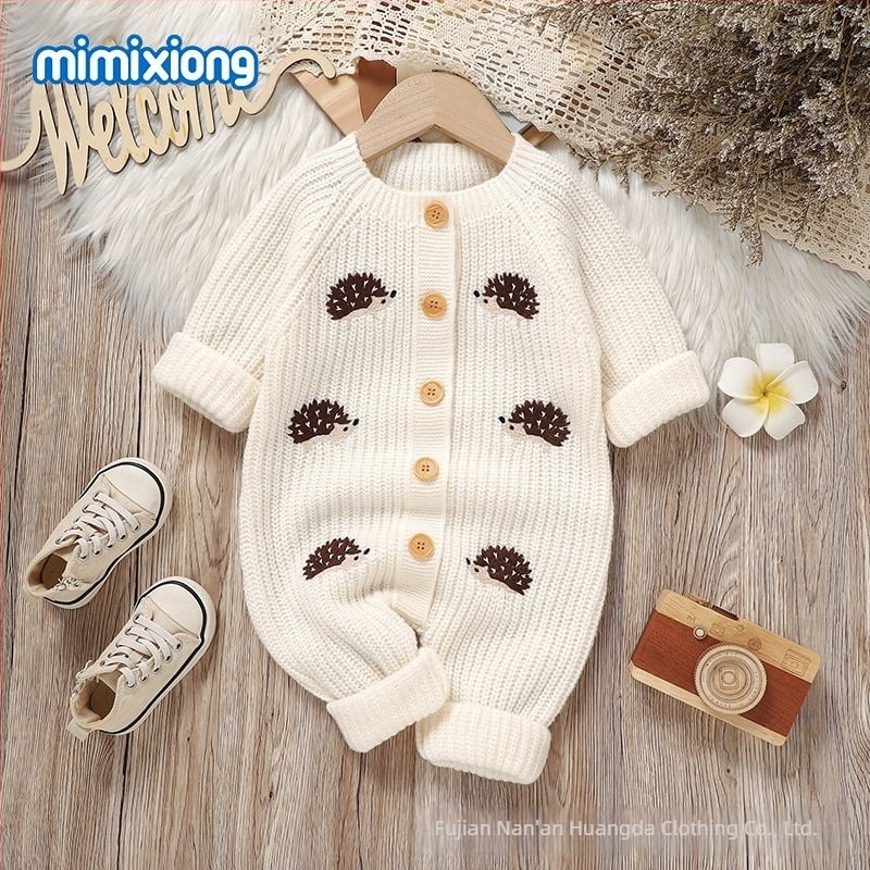 Costum brodat cu arici tricotat pentru bebeluși, de toamnă și de iarnă, INS, vânzare fierbinte