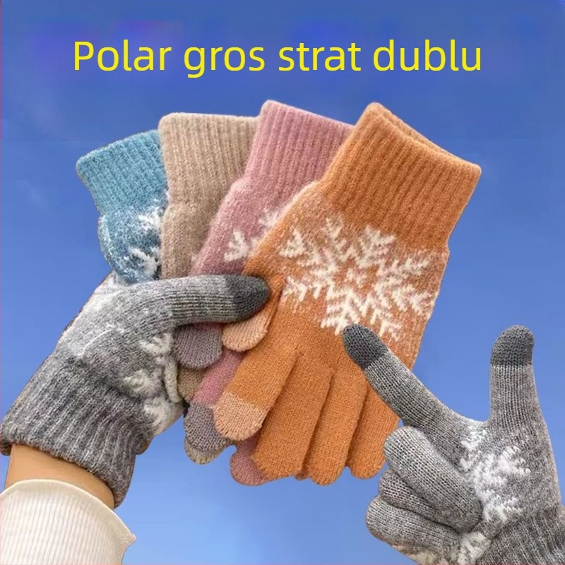 Mănuși duble de călărie cu căptușeală din lână, îngroșate, de iarnă, mănuși de lână, en-gros, mănuși calde și reci, căptușeli din lână