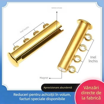 Cataramă fixă cu două rânduri de conexiune din oțel inoxidabil, cataramă magnetică cu două rânduri de catarame pentru colier cu perle, cataramă fixă