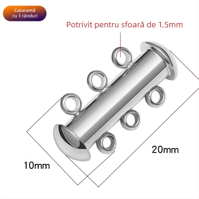 Cataramă fixă cu două rânduri de conexiune din oțel inoxidabil, cataramă magnetică cu două rânduri de catarame pentru colier cu perle, cataramă fixă