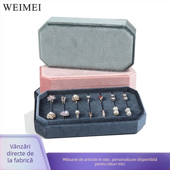 Cutie de depozitare a bijuteriilor din catifea, cutie pentru inele și cercei, placă de depozitare a mai multor inele, cutie de depozitare a bijuteriilor, en-gros